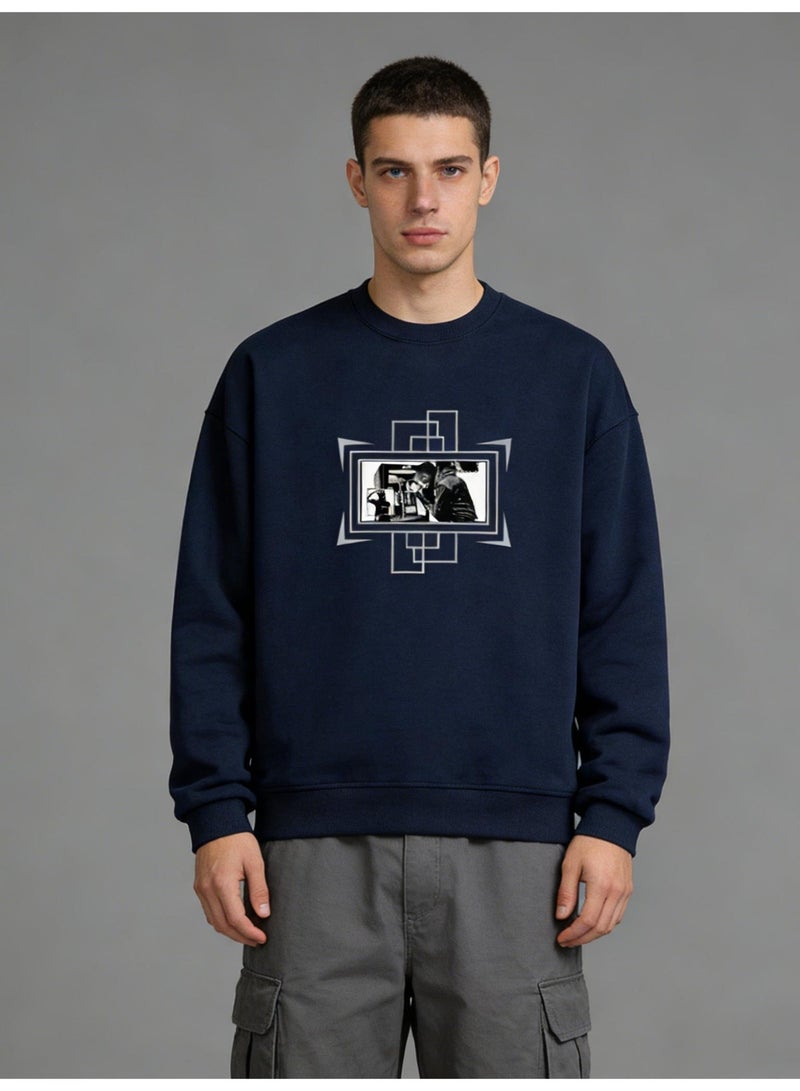 retro photo graphic T-neck sweatshirt | Unisex oversized pullover, retro casual and street style - Image 3